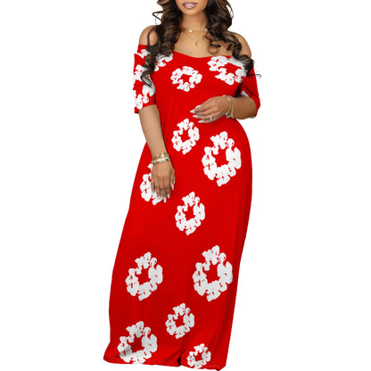 Hot-Sale Women's Clothing Temperament Leisure Long Printed Dress