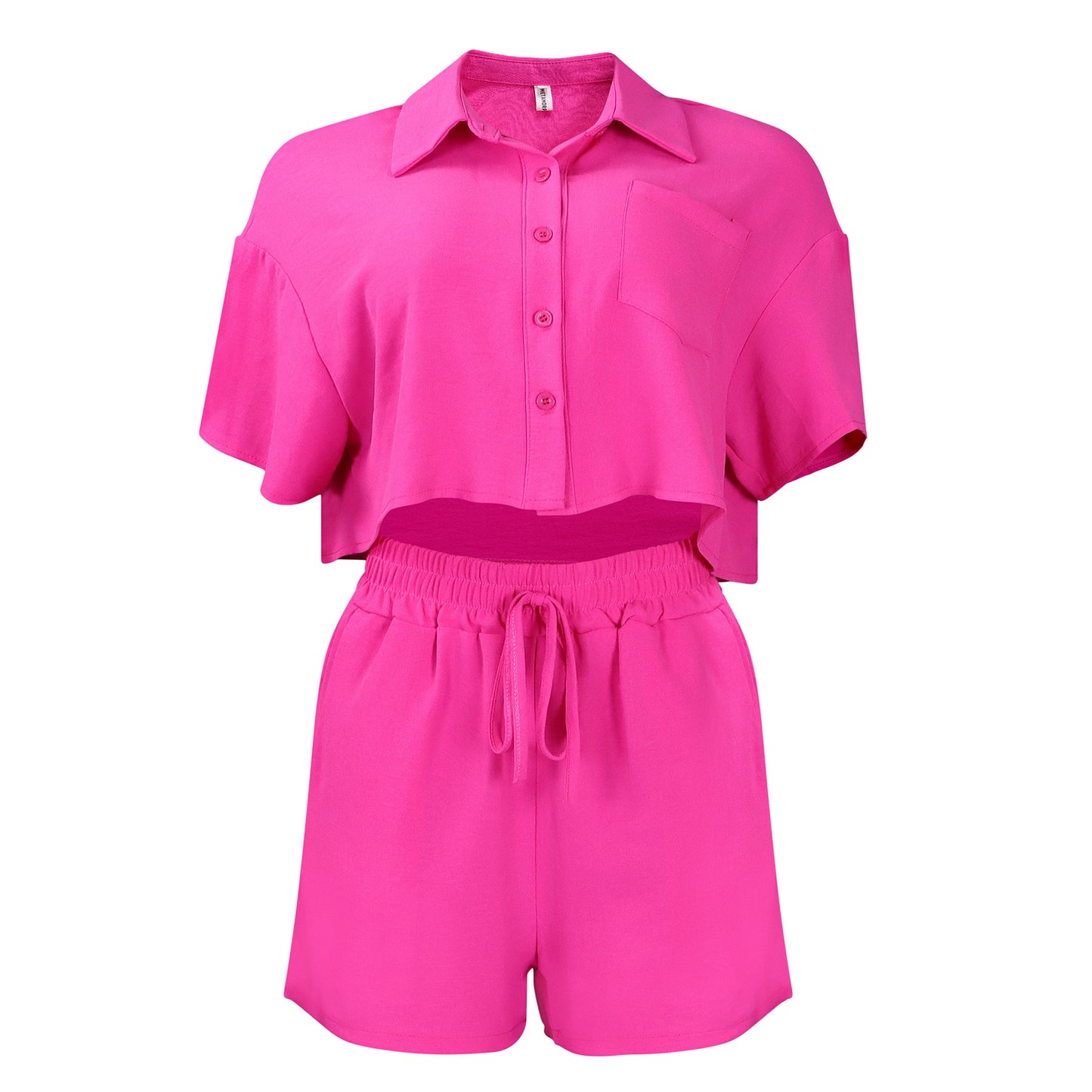 Summer New Casual Lapel Short Sleeve Shirt Shorts Fashion Suit