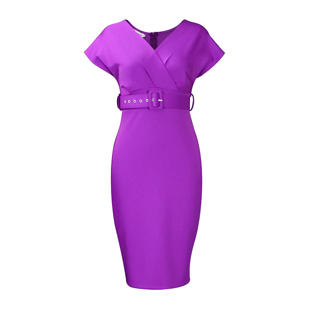 plus Size Women's Clothing New Fashion V-neck Temperament Dress