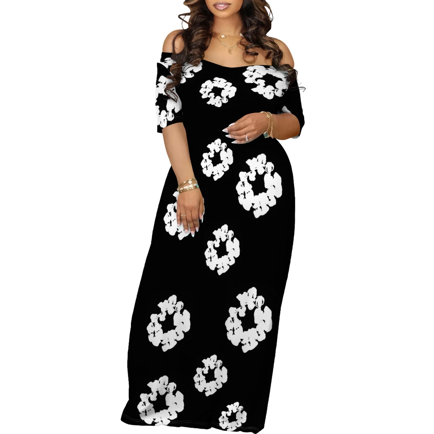 Hot-Sale Women's Clothing Temperament Leisure Long Printed Dress