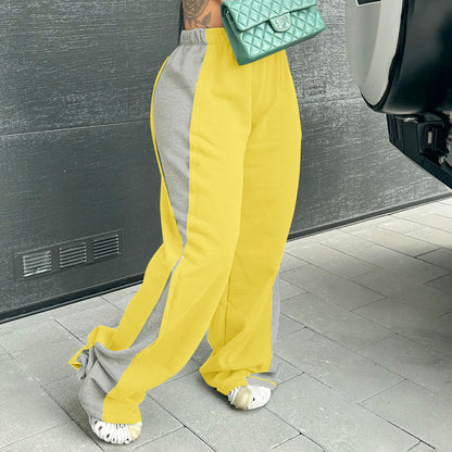 New Street Fashion Color Contrast Loose Sweatpants Casual Trousers