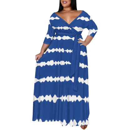 plus Size Women's Clothing Fashion Casual Printing Dress