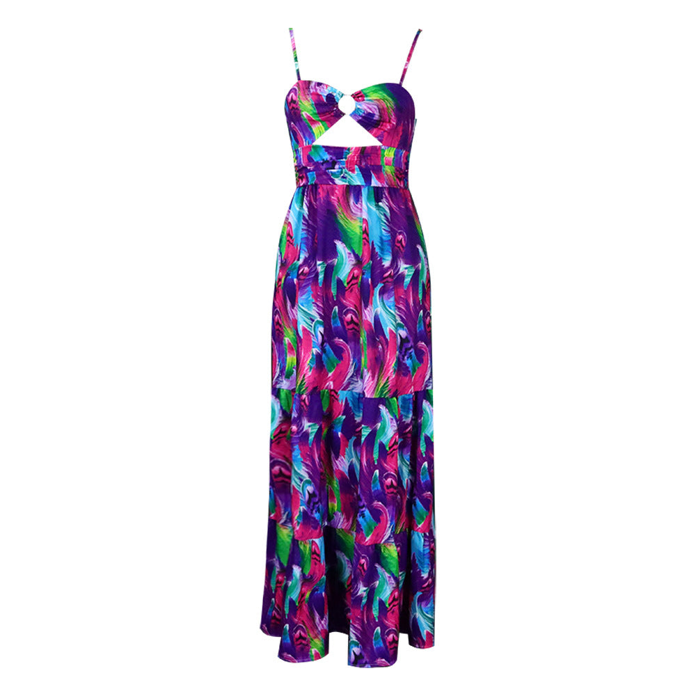 Sexy Sling Dress Printed Sleeveless Sexy Backless Dress