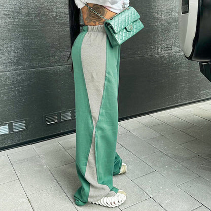 New Street Fashion Color Contrast Loose Sweatpants Casual Trousers