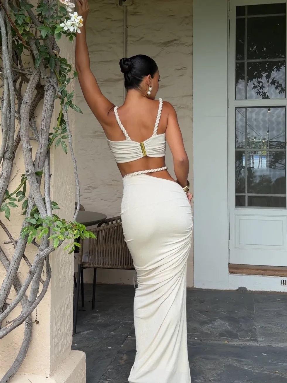 Sexy Thick Rope Solid Color Two-Piece Set