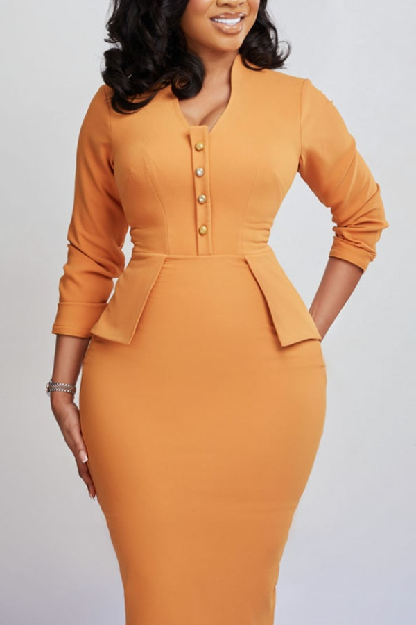 Stylish Button Detail Bodycon Dress