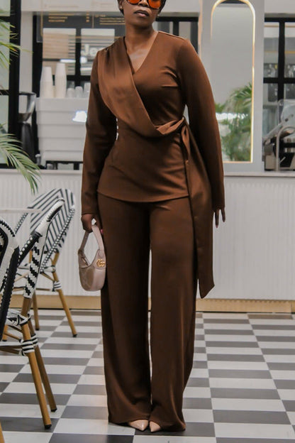 Stylish V-Neck Top & Pants Set