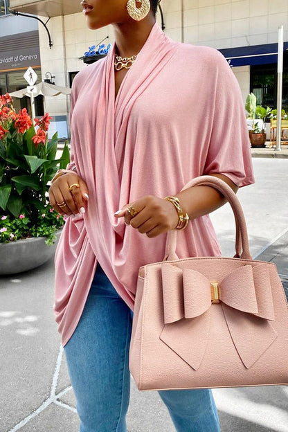 Fashion V Neck Pleated Blouses