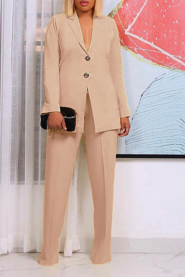 Classic Lapel Collar Blazer & Pants Suit