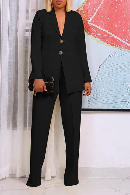 Classic Lapel Collar Blazer & Pants Suit