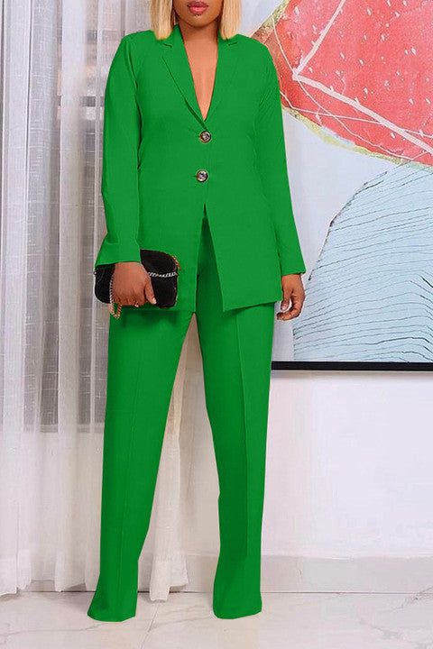 Classic Lapel Collar Blazer & Pants Suit