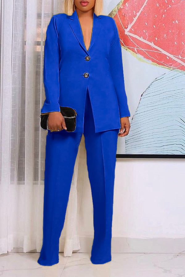 Classic Lapel Collar Blazer & Pants Suit