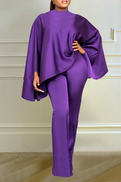 Batwing Sleeve Top & Straight Leg Pants Set