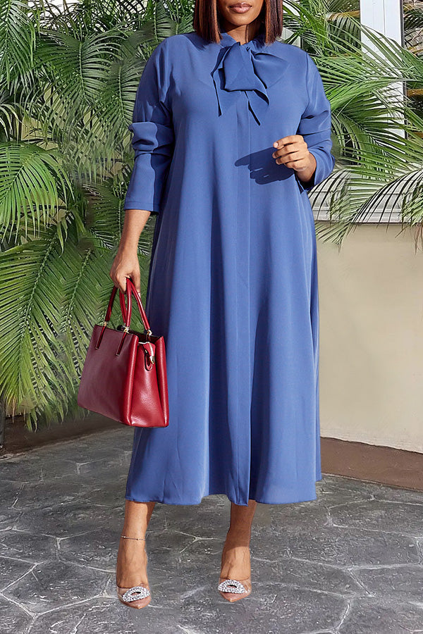 Retro Knot Neck Swing Midi Dress