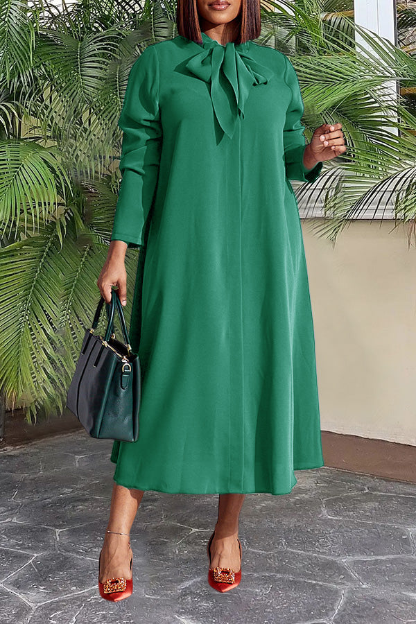 Retro Knot Neck Swing Midi Dress