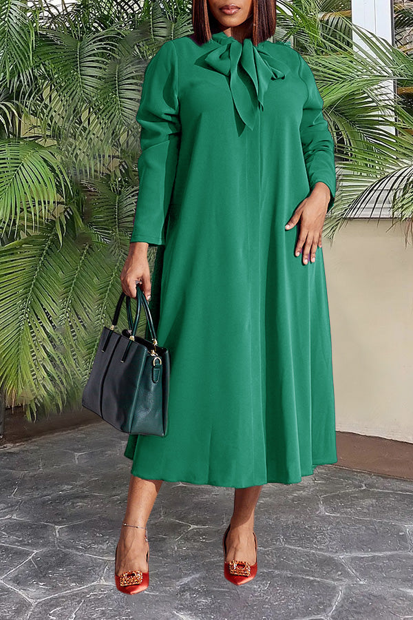 Retro Knot Neck Swing Midi Dress