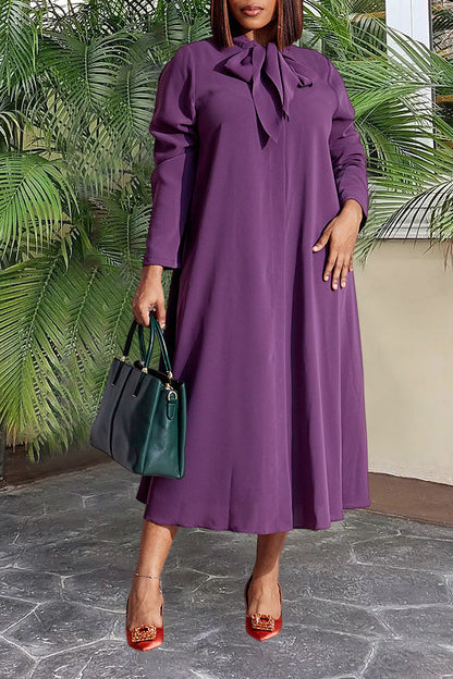 Retro Knot Neck Swing Midi Dress