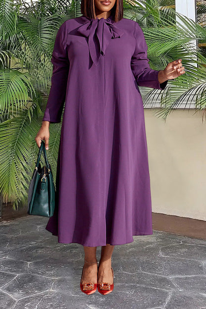 Retro Knot Neck Swing Midi Dress