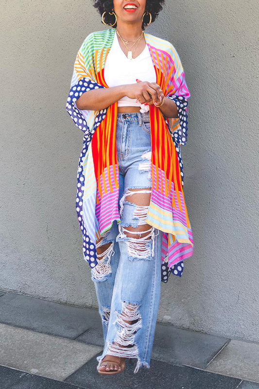 Chic Colorful Figure Graphic Kimono