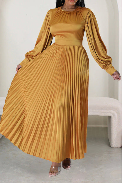 Giving Classy Satin Pleated Maxi Dress