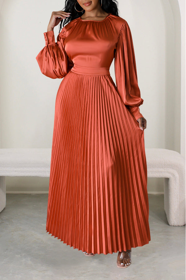 Giving Classy Satin Pleated Maxi Dress