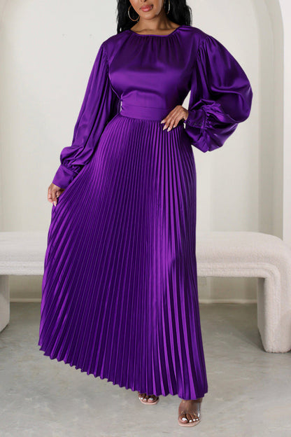 Giving Classy Satin Pleated Maxi Dress