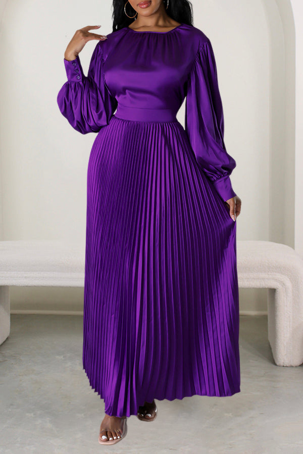 Giving Classy Satin Pleated Maxi Dress