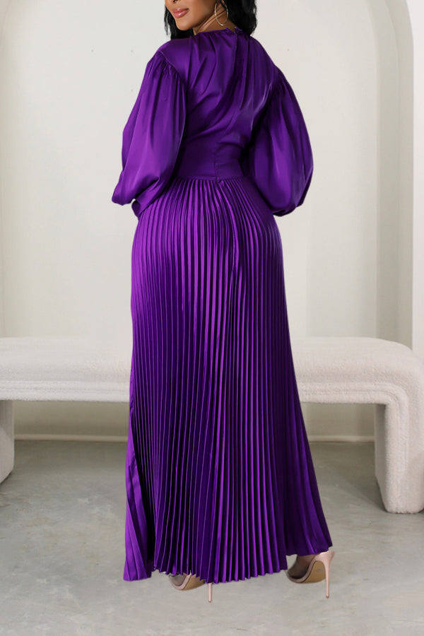 Giving Classy Satin Pleated Maxi Dress