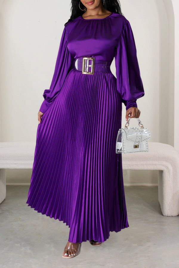 Giving Classy Satin Pleated Maxi Dress