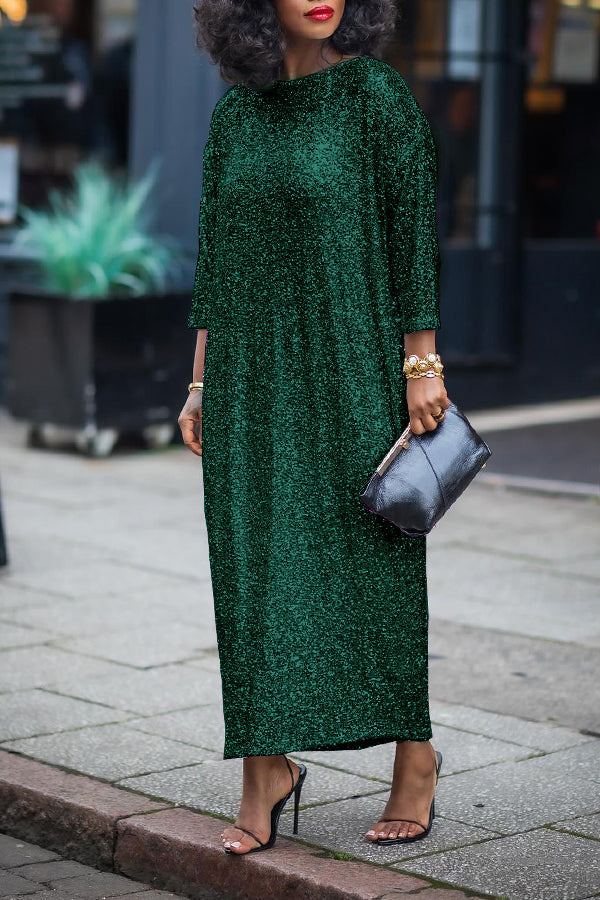 Glittery Sequin Drop Shoulder Dress