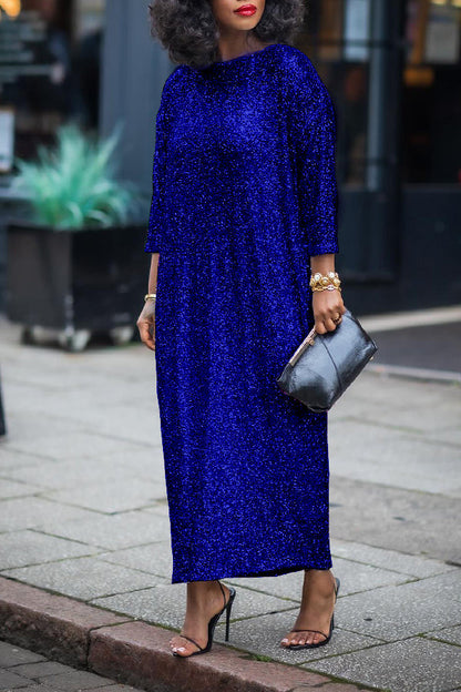 Glittery Sequin Drop Shoulder Dress