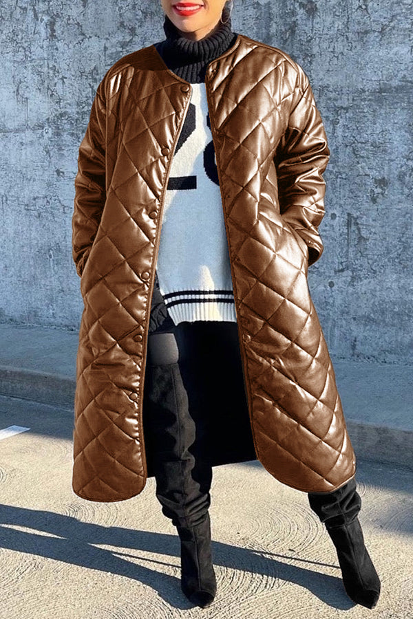 Stylish Slant Pocket Quilted Coat