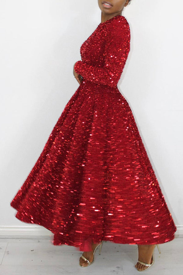 Sparkly Sequin A-line Evening Dress