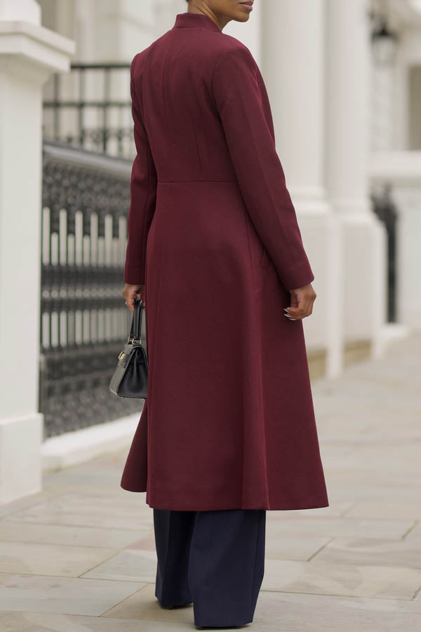 Chic Solid Color Collarless Double Breasted Overcoat