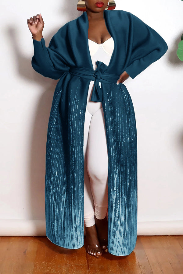 Chic Colorful Pencil Effect Lace Up Long Cardigan