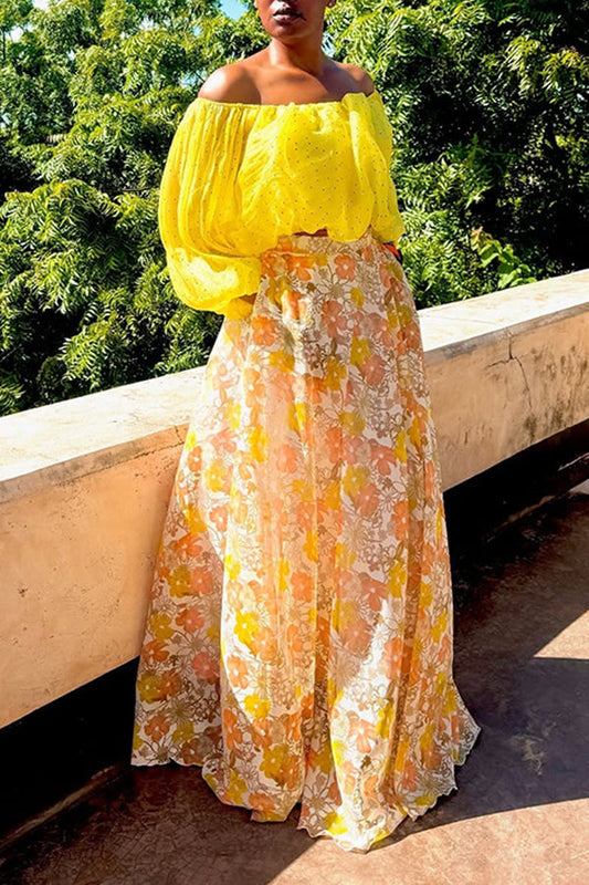 Vacation Pockets Floral Print Skirt