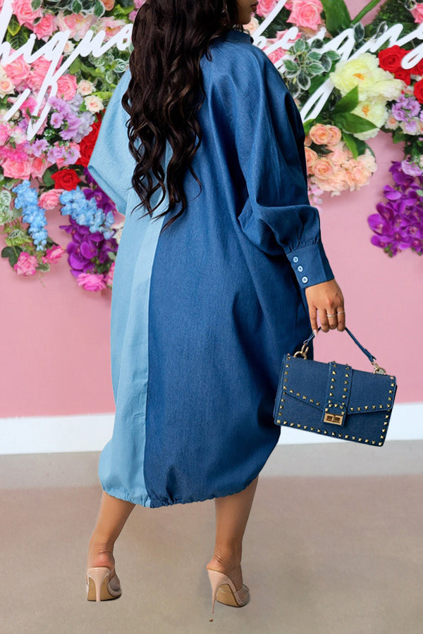 Stylish Drawstring Button Up Dress