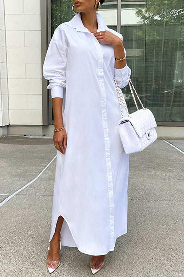 Chic Button Up Classic Shirt Dress