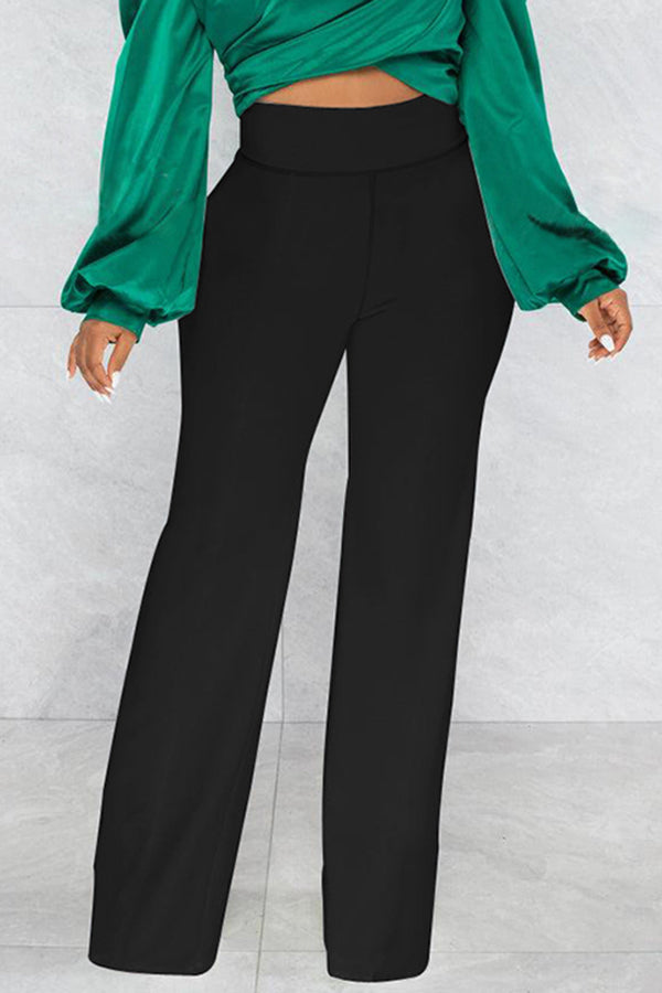 Black High Waist Wide Leg Pants