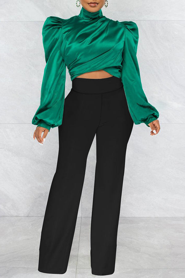 Black High Waist Wide Leg Pants