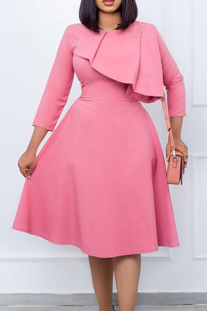 Solid Color Ruffle Detail Dress