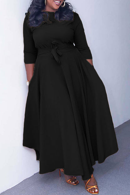 Tie Front 3/4 Length Sleeve Dress