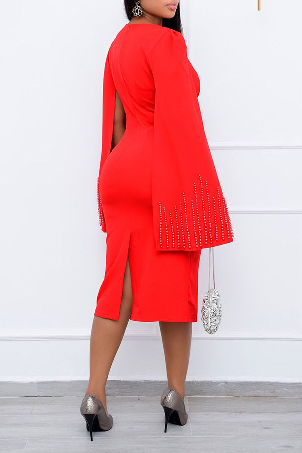 Twist Front Waist Midi Cape Dress