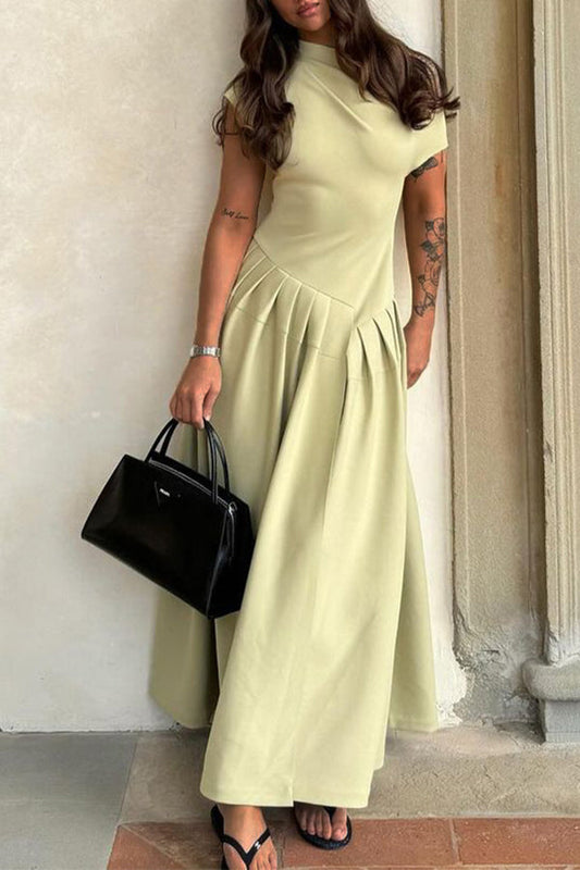 Elegant Off Shoulder Pleated Maxi Dress