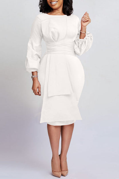 Bow Front Lantern Sleeve Bodycon Dress