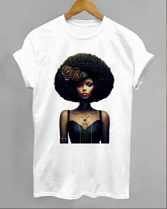 Elegant Black Girl Printed T-Shirt