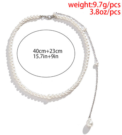 Sexy Imitation Pearl Necklace Women's Long Back Chain
