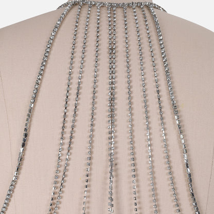 Black Rhinestone Backless Bodycon Dress