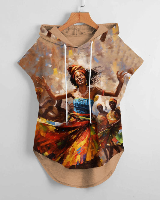 African Music and Dance Drawstring Hooded Tee