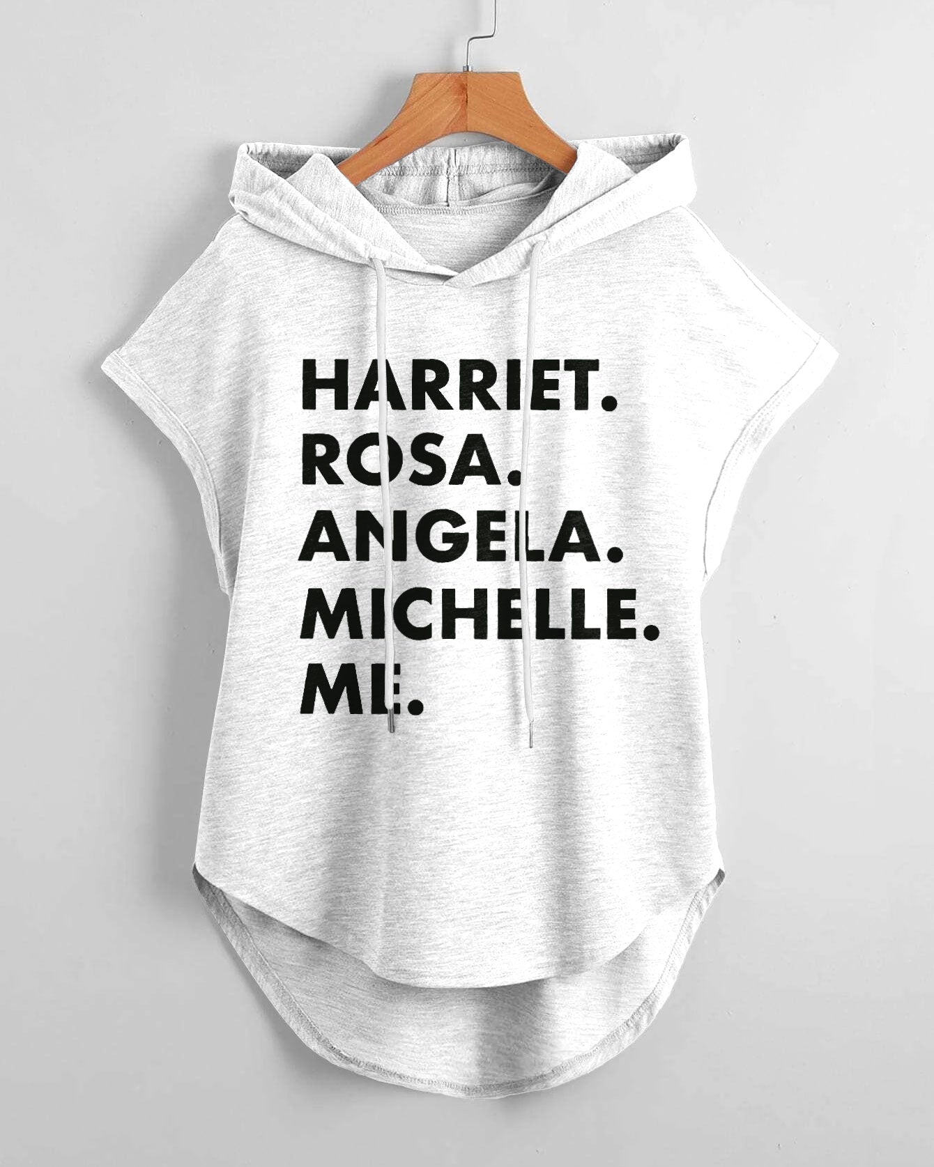 Harriet Rosa Angela Michelle Me Hem Drawstring Hooded Tee